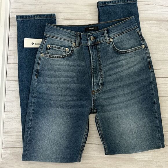 NWT Aqua Stella High Waist Straight Leg Skinny Jeans - Picture 4 of 8